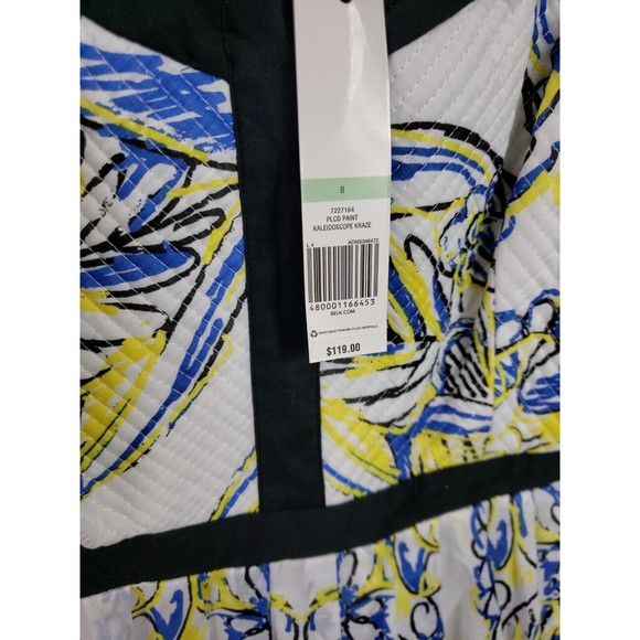 CYNTHIA ROWLEY Cotton Sun Dress 8 MEDIUM White Blue Yellow Black New - Picture 2 of 9